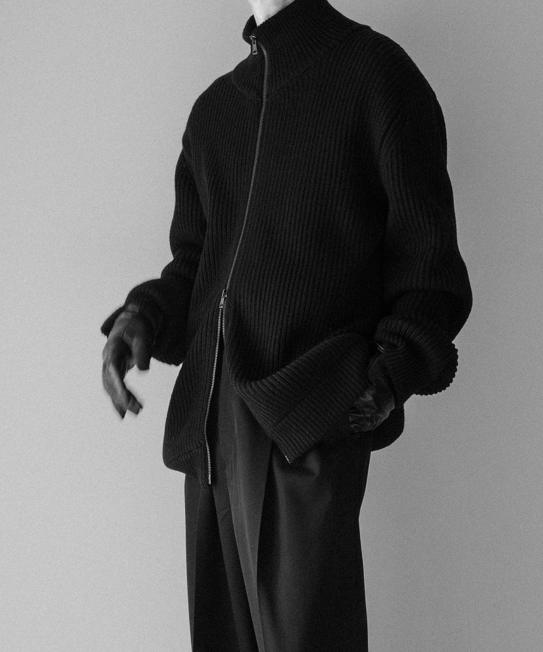 【INTÉRIM】インテリムのドライバーズニット LIMITED HAND FRAMED DRIVERS ZIP KNIT - BLACK 公式通販サイトsession福岡セレクトショップ