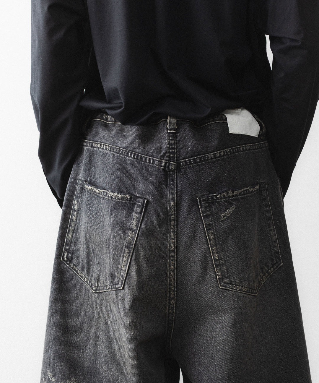 【ssstein】 BAGGY DENIM SHORTS - BLACK
