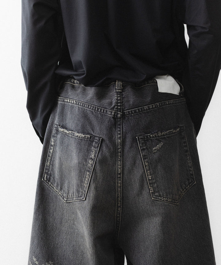 【ssstein】 BAGGY DENIM SHORTS - BLACK
