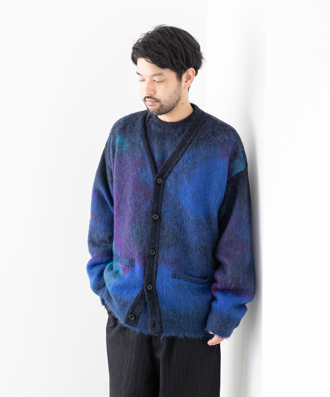 stein(シュタイン)の23AWコレクションOVERSIZED GRADATION MOHAIR LS のBLUE BLACK