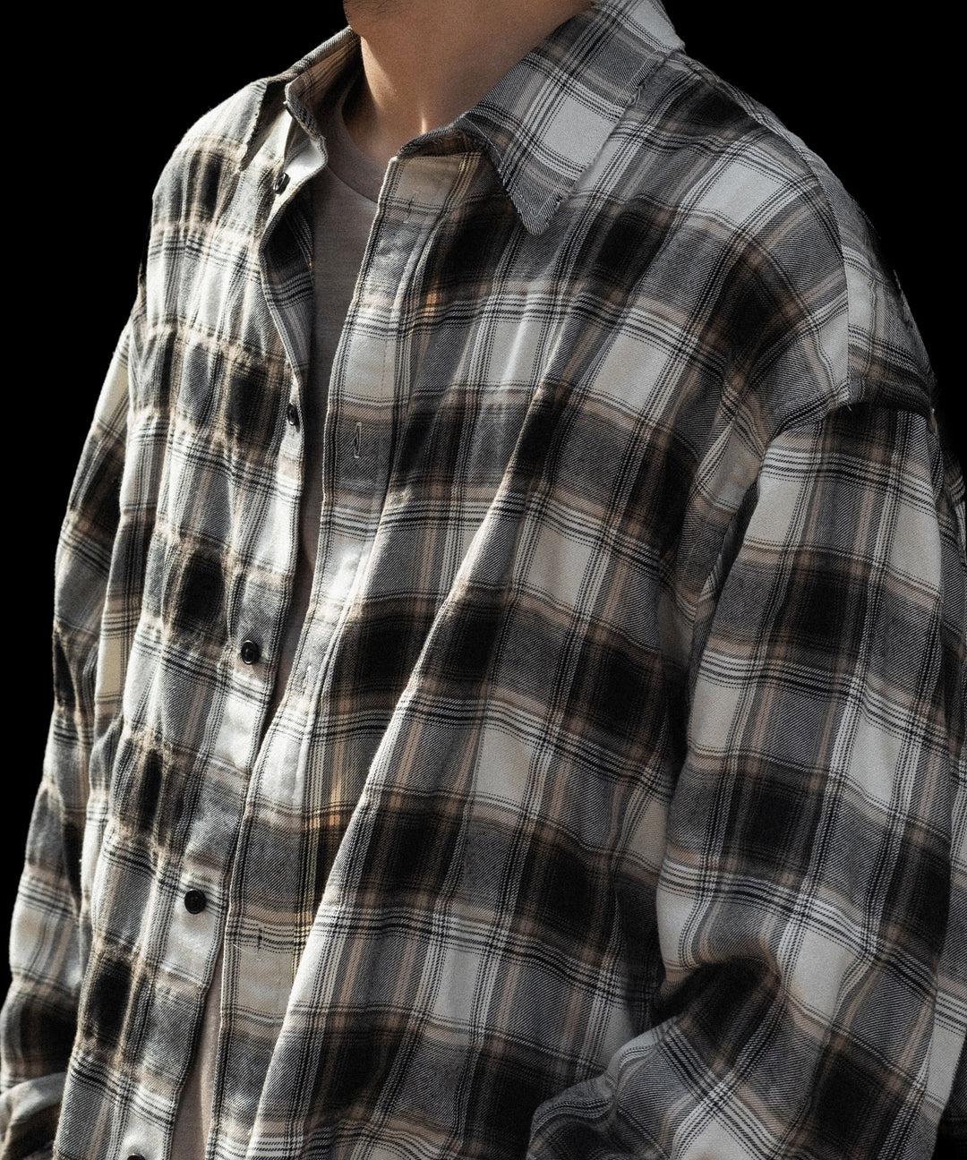 CODA -コーダのBEIGE GREY CHECKED WASHED THRASHED STRUCTURED SHIRTのBEIGE GREY CHECK公式通販サイトsession福岡セレクトショップ