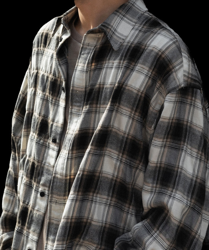 CODA -コーダのBEIGE GREY CHECKED WASHED THRASHED STRUCTURED SHIRTのBEIGE GREY CHECK公式通販サイトsession福岡セレクトショップ