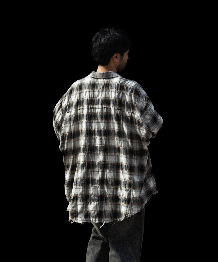 CODA -コーダのBEIGE GREY CHECKED WASHED THRASHED STRUCTURED SHIRTのBEIGE GREY CHECK公式通販サイトsession福岡セレクトショップ