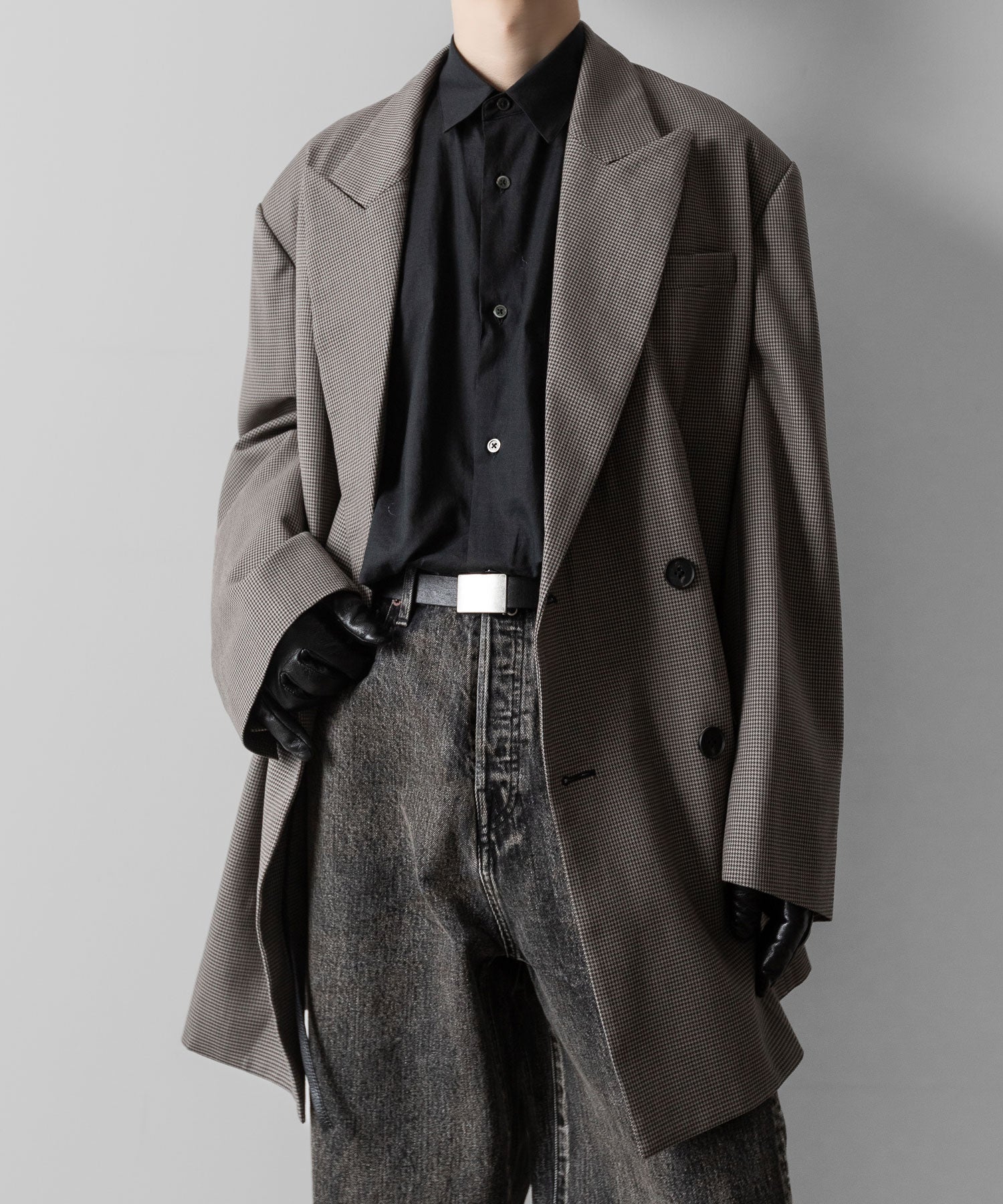 ssstein(シュタイン)のDOUBLE WEAVE HOUNDSTOOTH PEAK LAPEL SHORT COAT - HOUNDSTOOTHの公式通販サイトsession福岡セレクトショップ