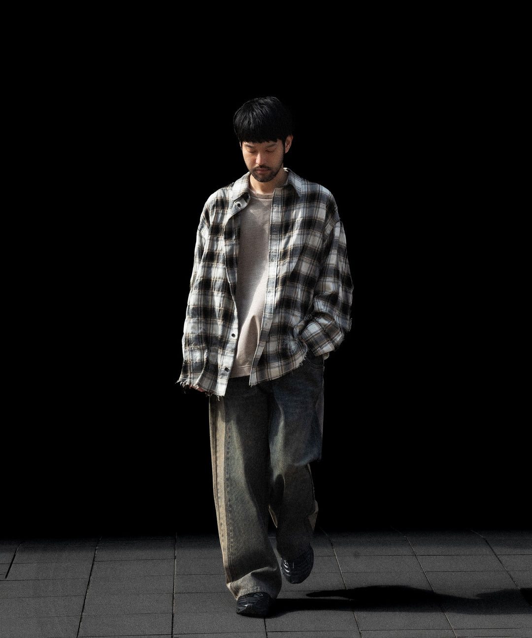 CODA -コーダのBEIGE GREY CHECKED WASHED THRASHED STRUCTURED SHIRTのBEIGE GREY CHECK公式通販サイトsession福岡セレクトショップ