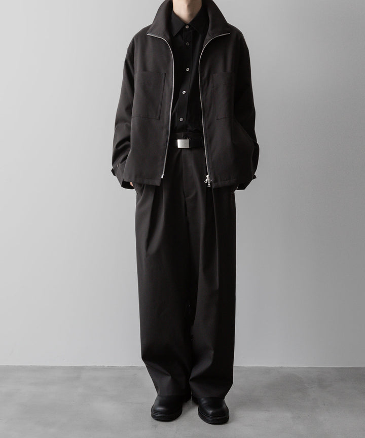 【ssstein】EASY WIDE TROUSERS (2/72 WOOL GABARDINE) - GREY KHAKI