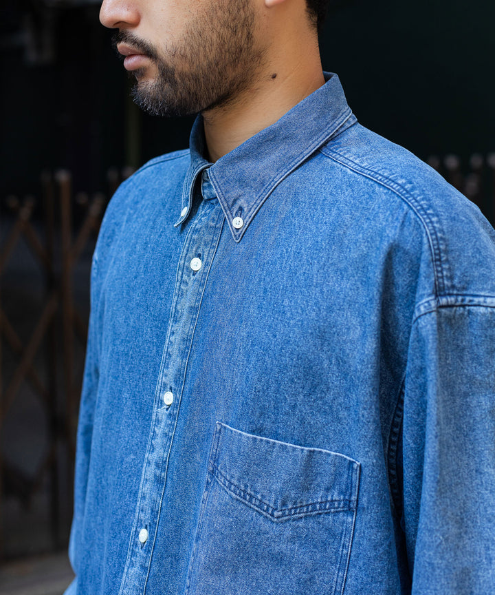 【INTÉRIM インテリム 90’S FIT UK HEAVY USED DENIM BUTTON DOWN SHIRT - U.NAVY sessionセッション福岡セレクトショップ 公式通販サイト