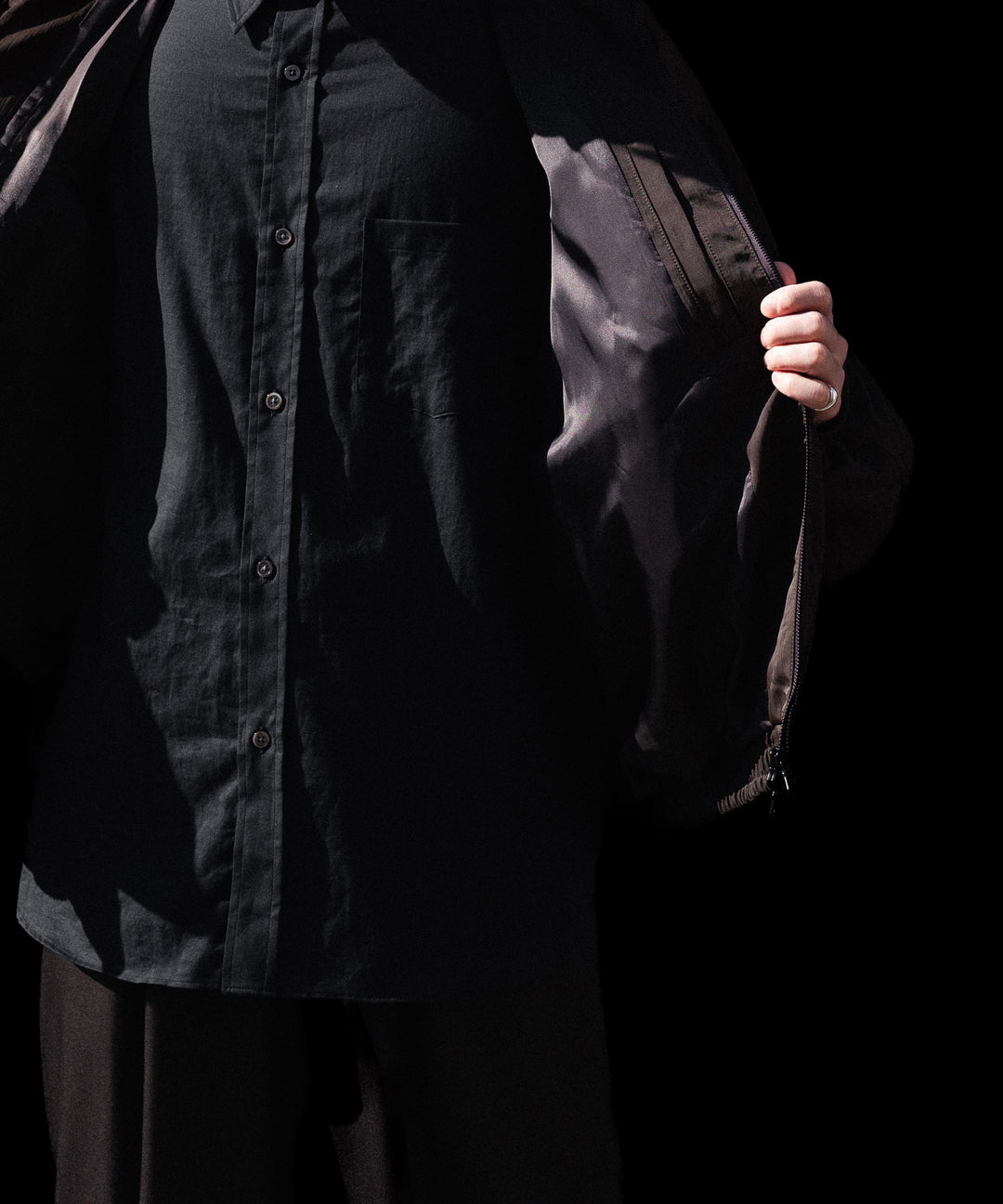 ssstein(シュタイン)のCOTTON SILK OVERSIZED PLACKET SHIRT - BLACKの公式通販サイトsession福岡セレクトショップ