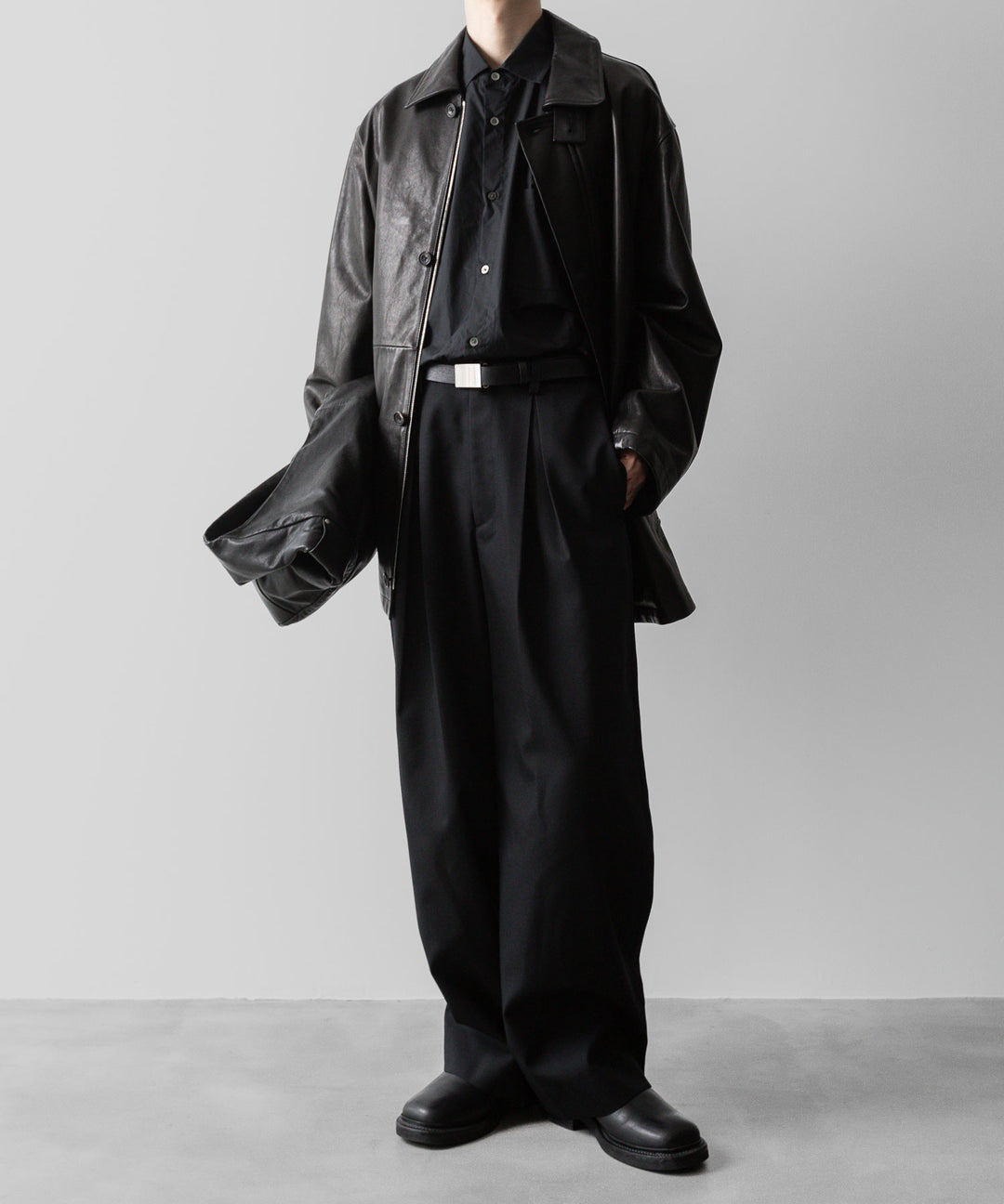 stein(シュタイン)の23AWコレクションLEATHER ZIP JACKETのBLACK 公式通販session福岡セレクトショップ