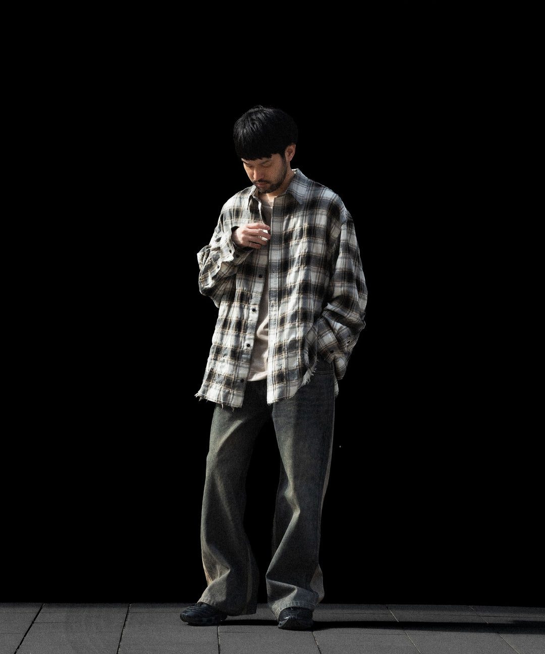 CODA -コーダのBEIGE GREY CHECKED WASHED THRASHED STRUCTURED SHIRTのBEIGE GREY CHECK公式通販サイトsession福岡セレクトショップ