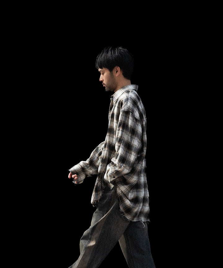 CODA -コーダのBEIGE GREY CHECKED WASHED THRASHED STRUCTURED SHIRTのBEIGE GREY CHECK公式通販サイトsession福岡セレクトショップ