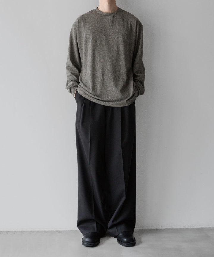 INTÉRIM - インテリムのCOTTON HEMP BORDER LONG TEEのBLACK公式通販サイトsession福岡セレクトショップ