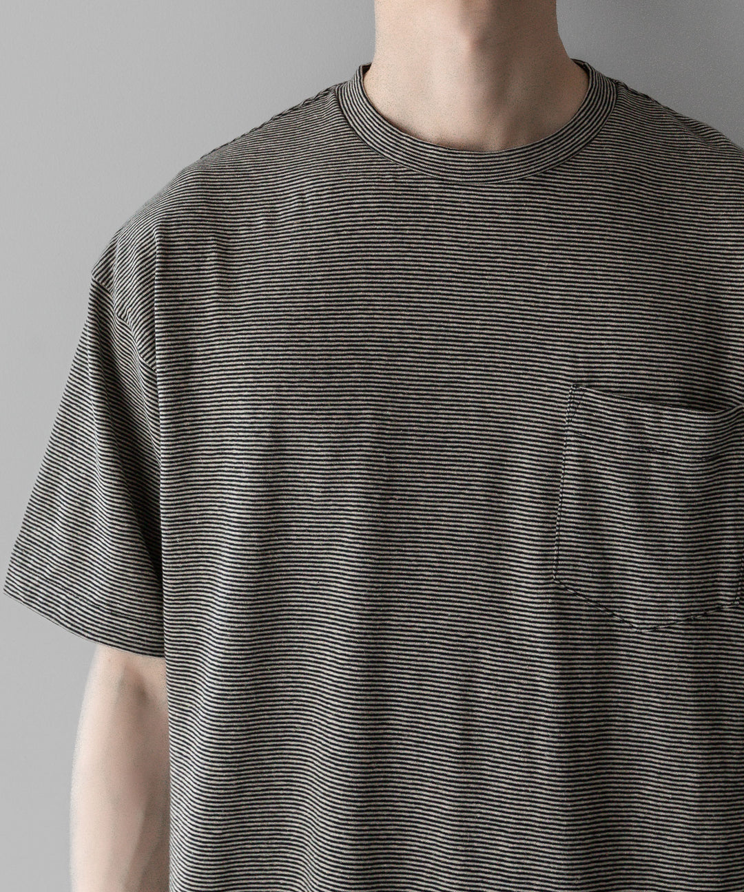 INTÉRIM - インテリムのCOTTON HEMP BORDER POCKET TEEのBLACK公式通販サイトsession福岡セレクトショップ