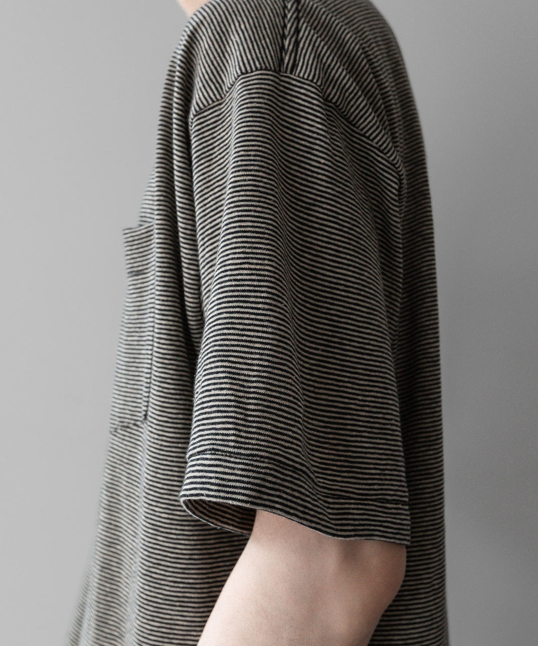 INTÉRIM - インテリムのCOTTON HEMP BORDER POCKET TEEのBLACK公式通販サイトsession福岡セレクトショップ