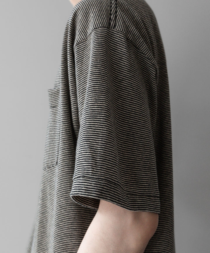 INTÉRIM - インテリムのCOTTON HEMP BORDER POCKET TEEのBLACK公式通販サイトsession福岡セレクトショップ