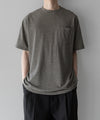 【INTÉRIM】COTTON HEMP BORDER POCKET TEE - BLACK