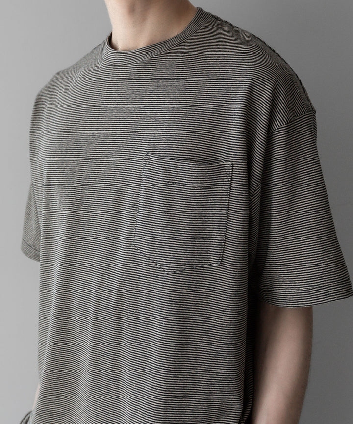 INTÉRIM - インテリムのCOTTON HEMP BORDER POCKET TEEのBLACK公式通販サイトsession福岡セレクトショップ