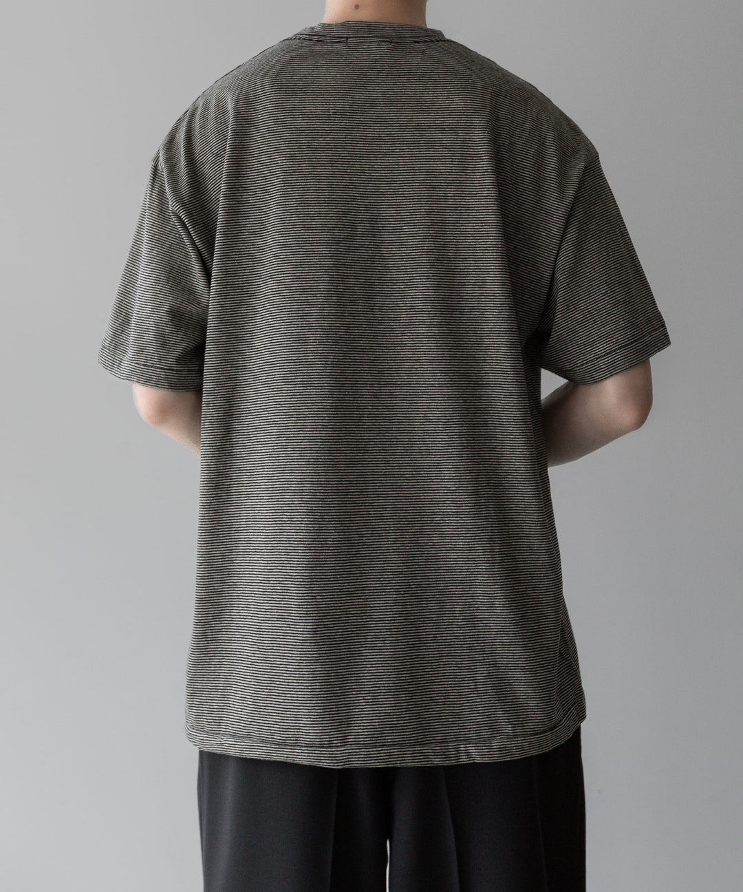 INTÉRIM - インテリムのCOTTON HEMP BORDER POCKET TEEのBLACK公式通販サイトsession福岡セレクトショップ
