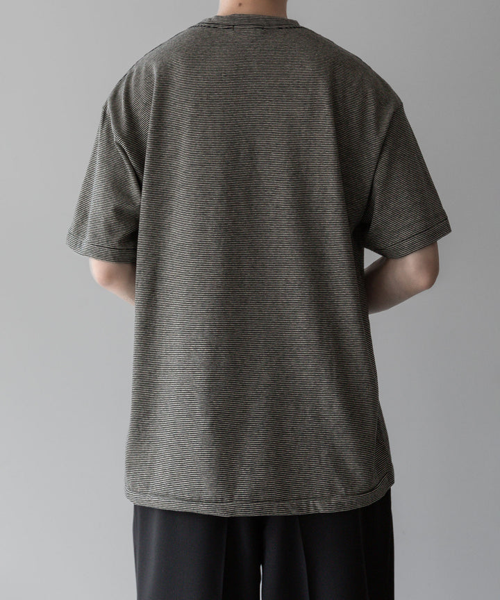 INTÉRIM - インテリムのCOTTON HEMP BORDER POCKET TEEのBLACK公式通販サイトsession福岡セレクトショップ