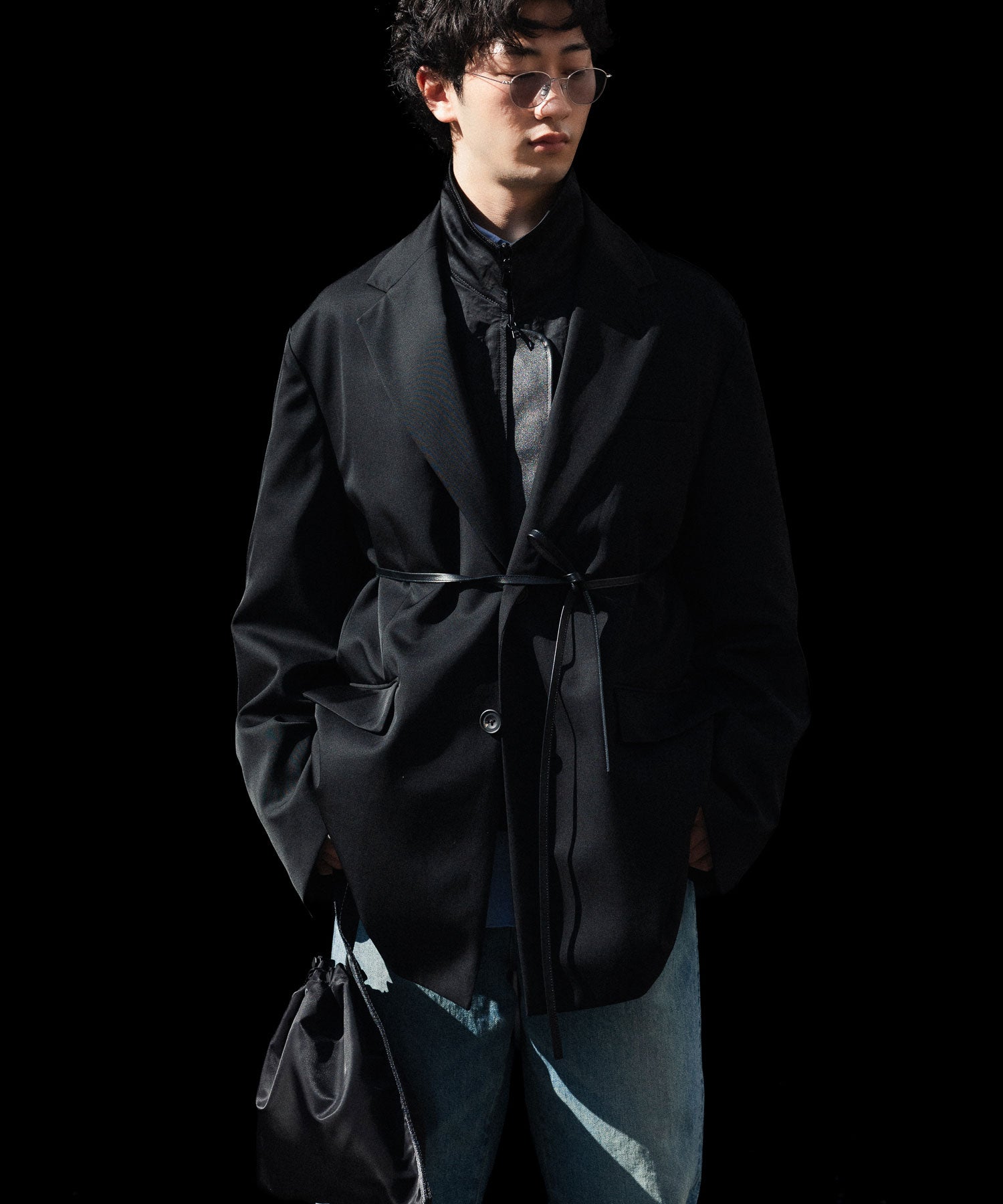 ssstein / シュタイン】SHRUNK NYLON OVERSIZED FLIGHT JACKET - BLACK