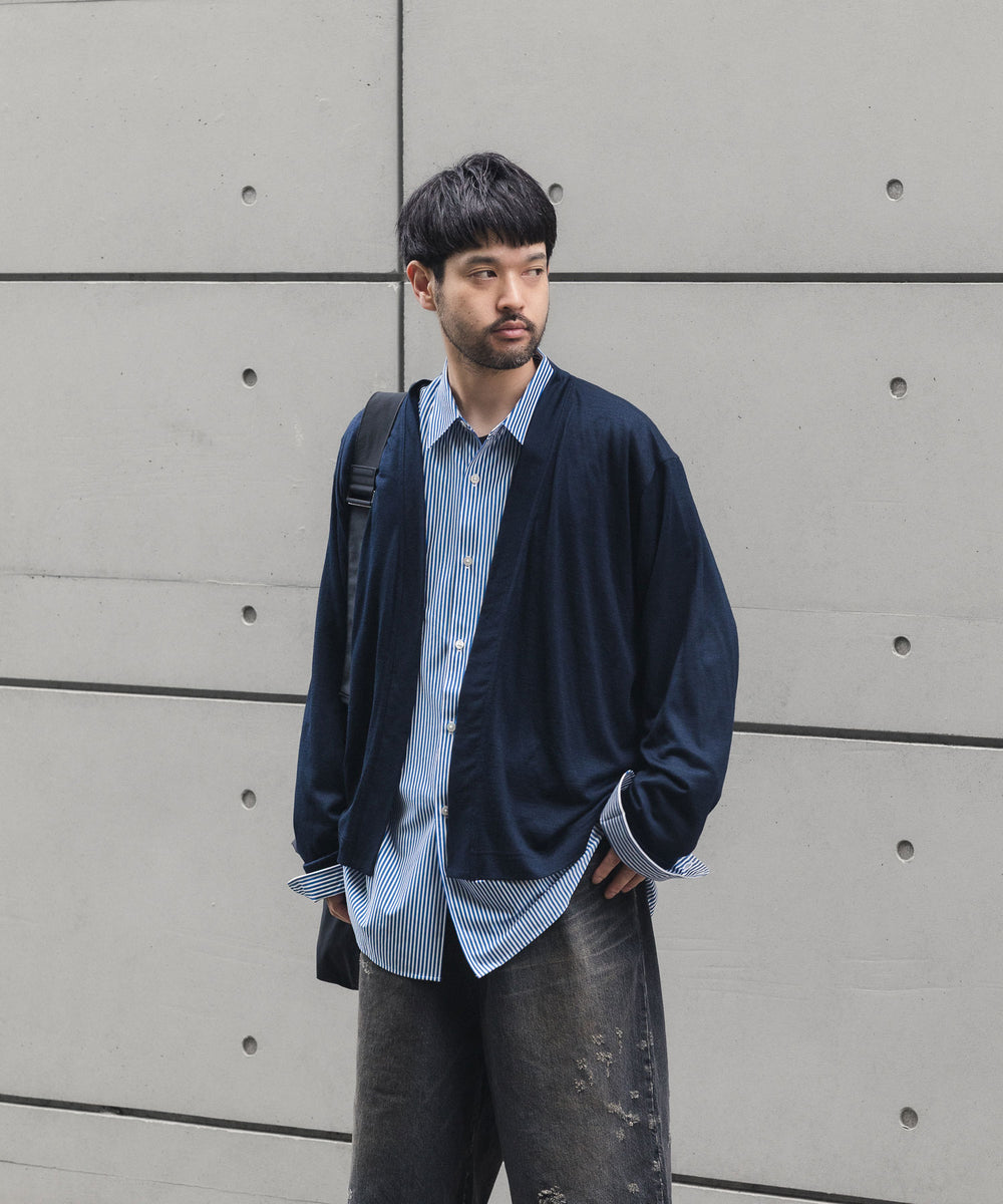 WWW - WRAPINKNOT wool wearのBUTTON-LESS CARDIGANのNAVY 公式通販サイトsession福岡セレクトショップ