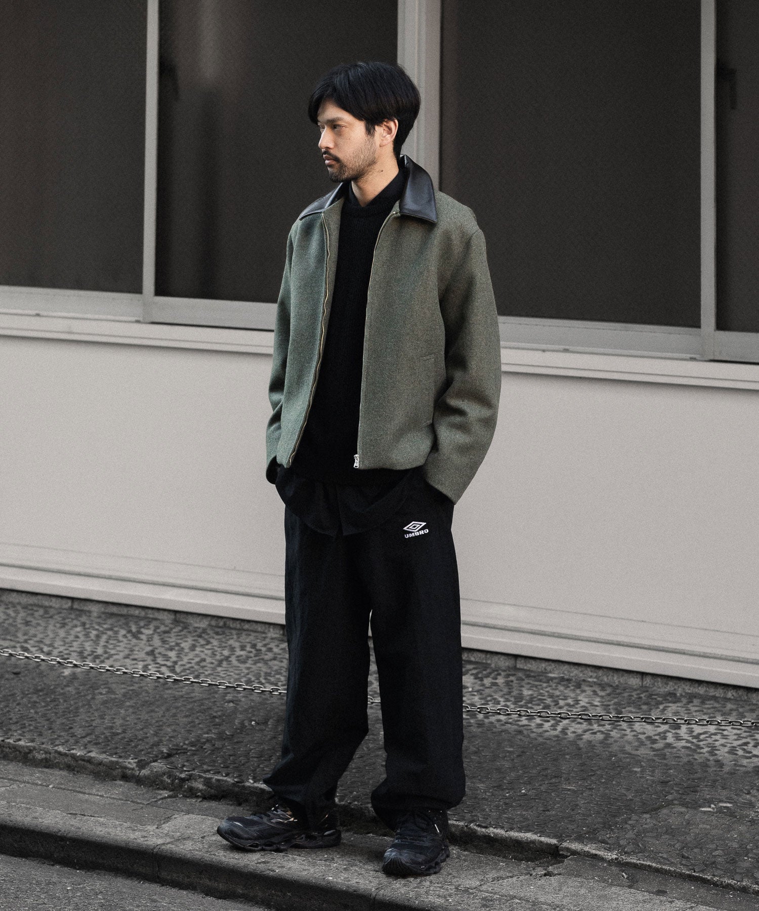 【ssstein × UMBRO】LINEN/NYLON TRACK TROUSERS - BLACK