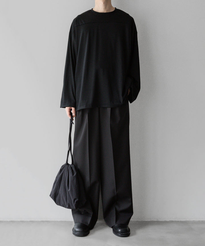 INTÉRIM - インテリムのHYPER BIG EXTRA FINE MERINO WOOL FOOTBALL L/S TEE のBLACK公式通販サイトsession福岡セレクトショップ