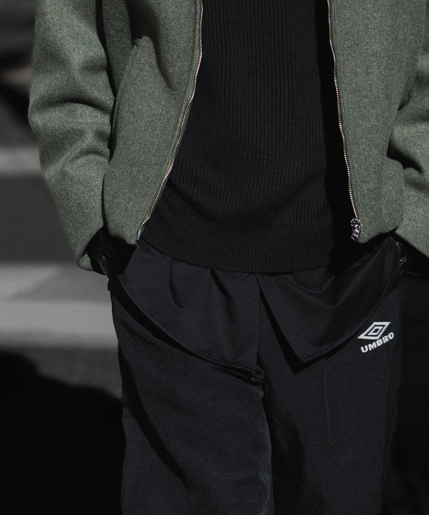 【ssstein × UMBRO】LINEN/NYLON TRACK TROUSERS - BLACK