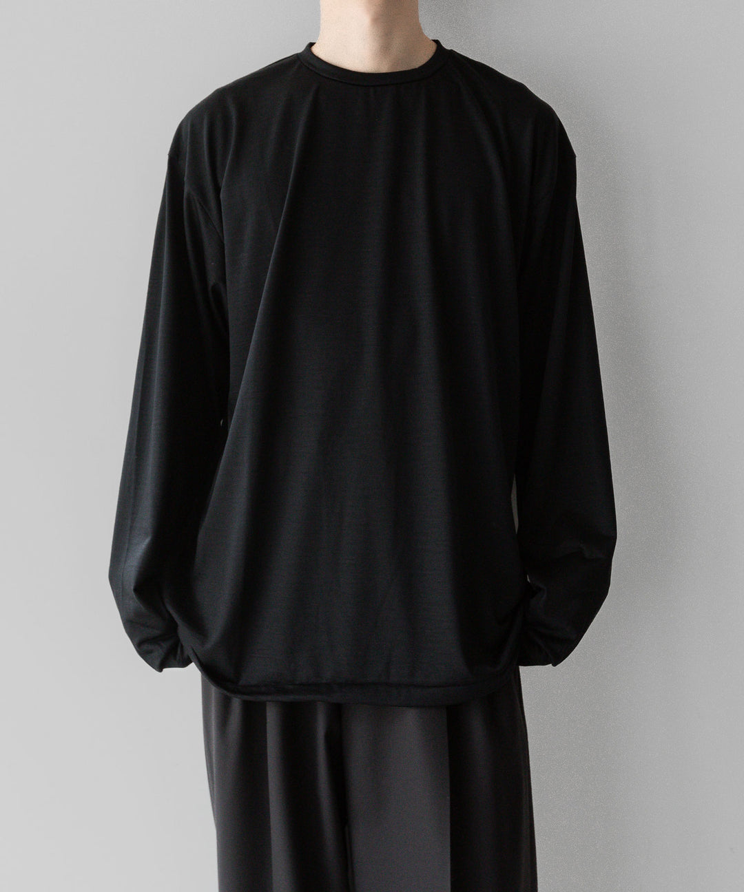 INTÉRIM - インテリムのEXTRA FINE MERINO WOOL L/S TEEのBLACK公式通販サイトsession福岡セレクトショップ