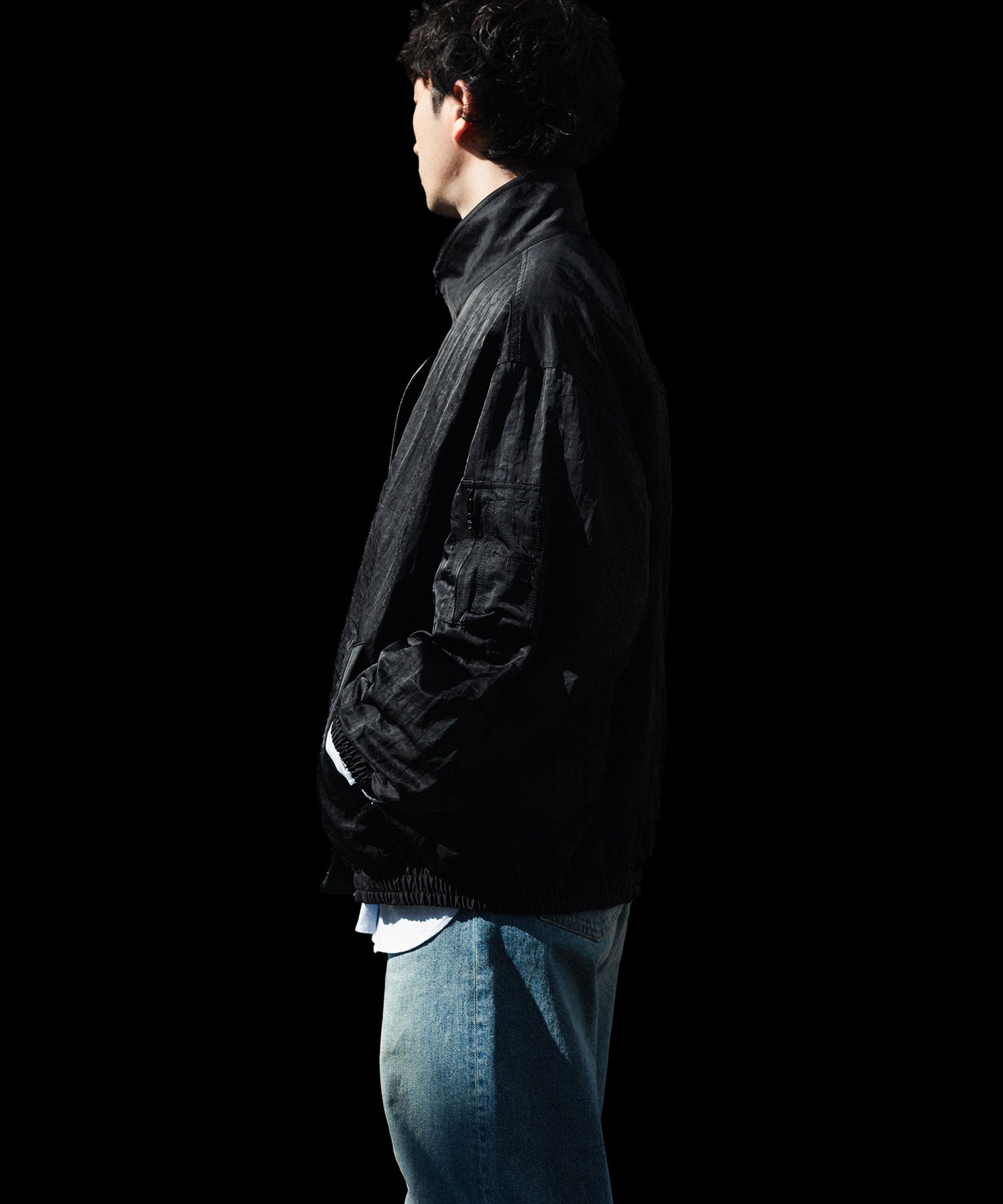 ssstein / シュタイン】SHRUNK NYLON OVERSIZED FLIGHT JACKET - BLACK