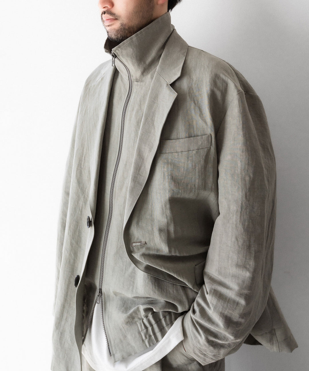 ssstein(シュタイン)のLI/NY POPLIN ZIP UP JACKET - BEIGE GREYの公式通販サイトsession福岡セレクトショップ
