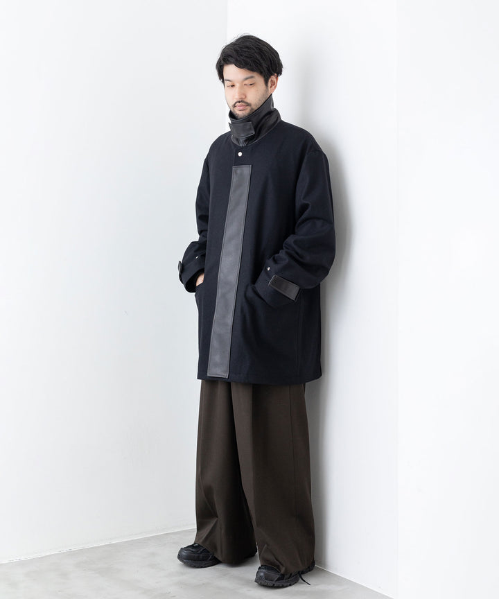 stein(シュタイン)の23AWコレクションLEATHER FLY FRONT LONG JACKETのDARK NAVY