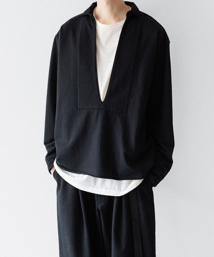 KANEMASA PHIL. カネマサフィル 36G NEEDLE PUNCH V NECK SMOCKのBLACK 公式通販サイトsession福岡セレクトショップ