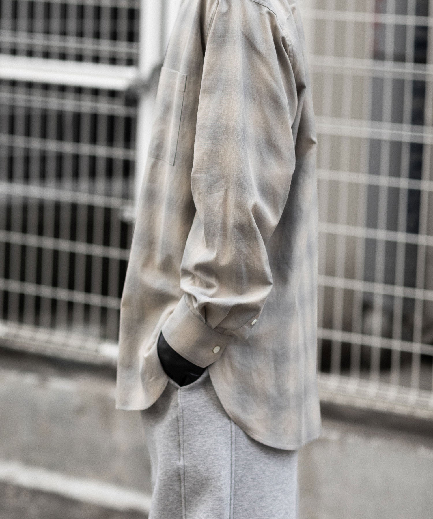 ssstein(シュタイン)のC/R CHECK OVERSIZED DOWN PAT SHIRT - TAUPE×GREY OMBREの公式通販サイトsession福岡セレクトショップ