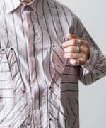 画像をギャラリービューアに読み込む, 【SUBLATIONS】STRIPE OVERLAP POCKETS SHIRT - PINK STRIPE
