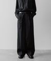 【ssstein】LONG WIDE TROUSERS (2/72 WOOL GABARDINE) - BLACK