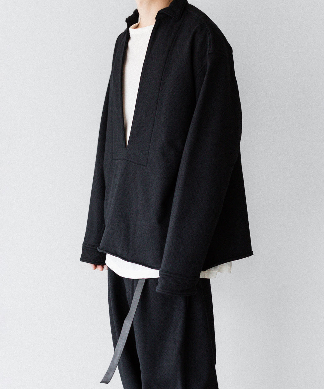 KANEMASA PHIL. カネマサフィル 36G NEEDLE PUNCH V NECK SMOCKのBLACK 公式通販サイトsession福岡セレクトショップ