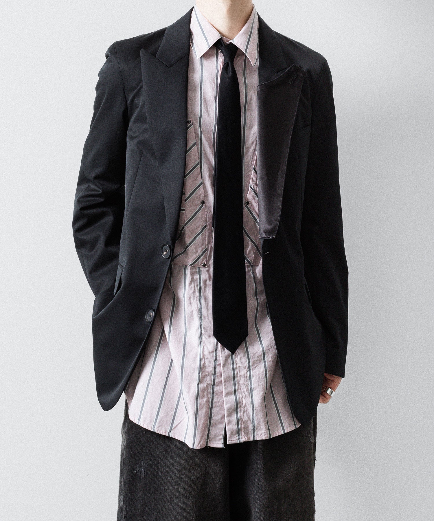 【SUBLATIONS】STRIPE OVERLAP POCKETS SHIRT - PINK STRIPE