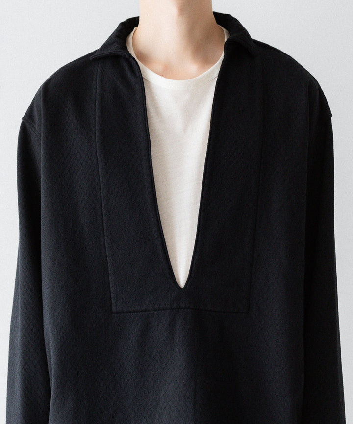 KANEMASA PHIL. カネマサフィル 36G NEEDLE PUNCH V NECK SMOCKのBLACK 公式通販サイトsession福岡セレクトショップ