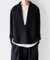 【KANEMASA PHIL.】36G NEEDLE PUNCH V NECK SMOCK - BLACK