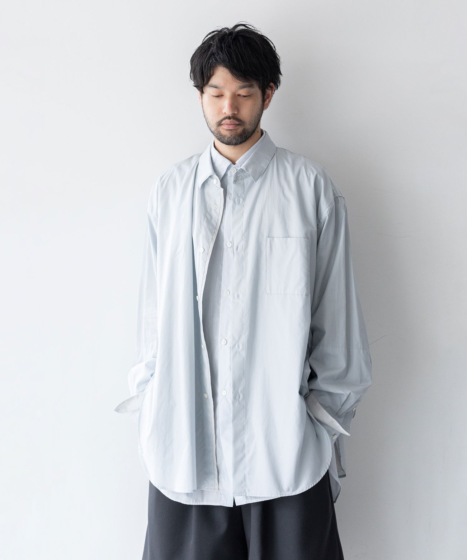 stein 23SS OVERSIZED LAYERED SHIRT-