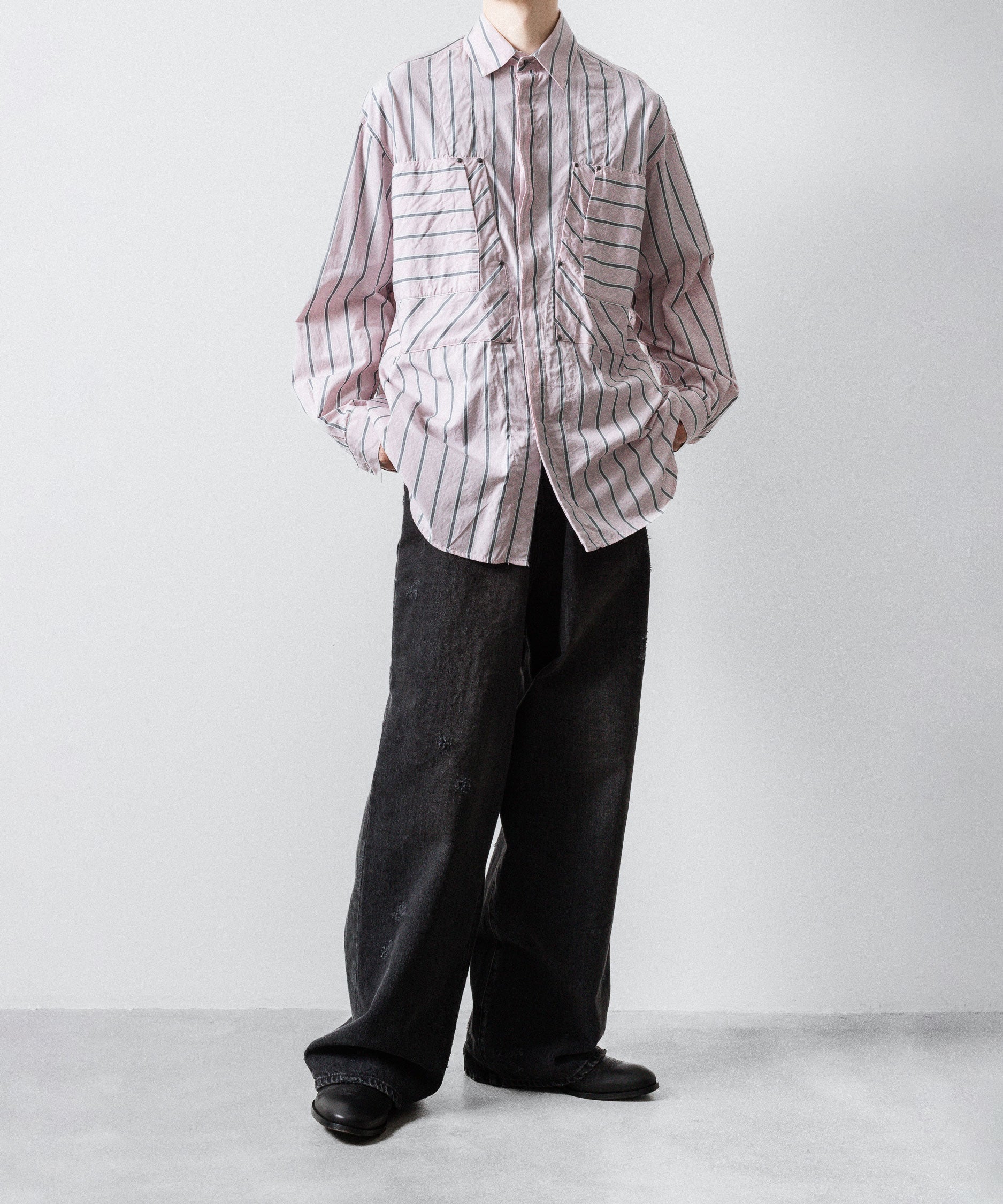 【SUBLATIONS】STRIPE OVERLAP POCKETS SHIRT - PINK STRIPE