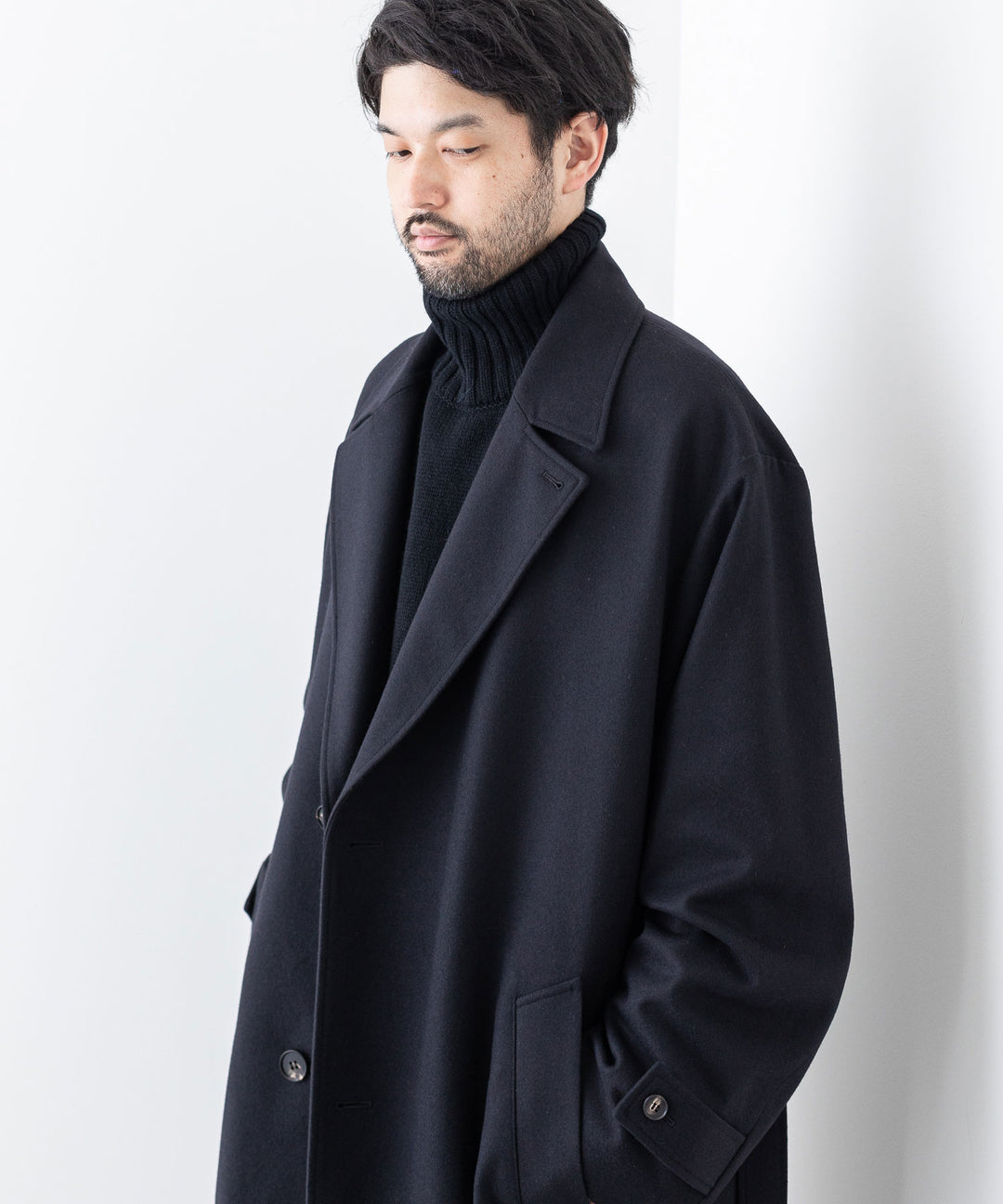 stein(シュタイン)の23AWコレクションOVERSIZED LAYERED SINGLE COATのDARK NAVY sessionセッション福岡セレクトショップ 公式通販サイト