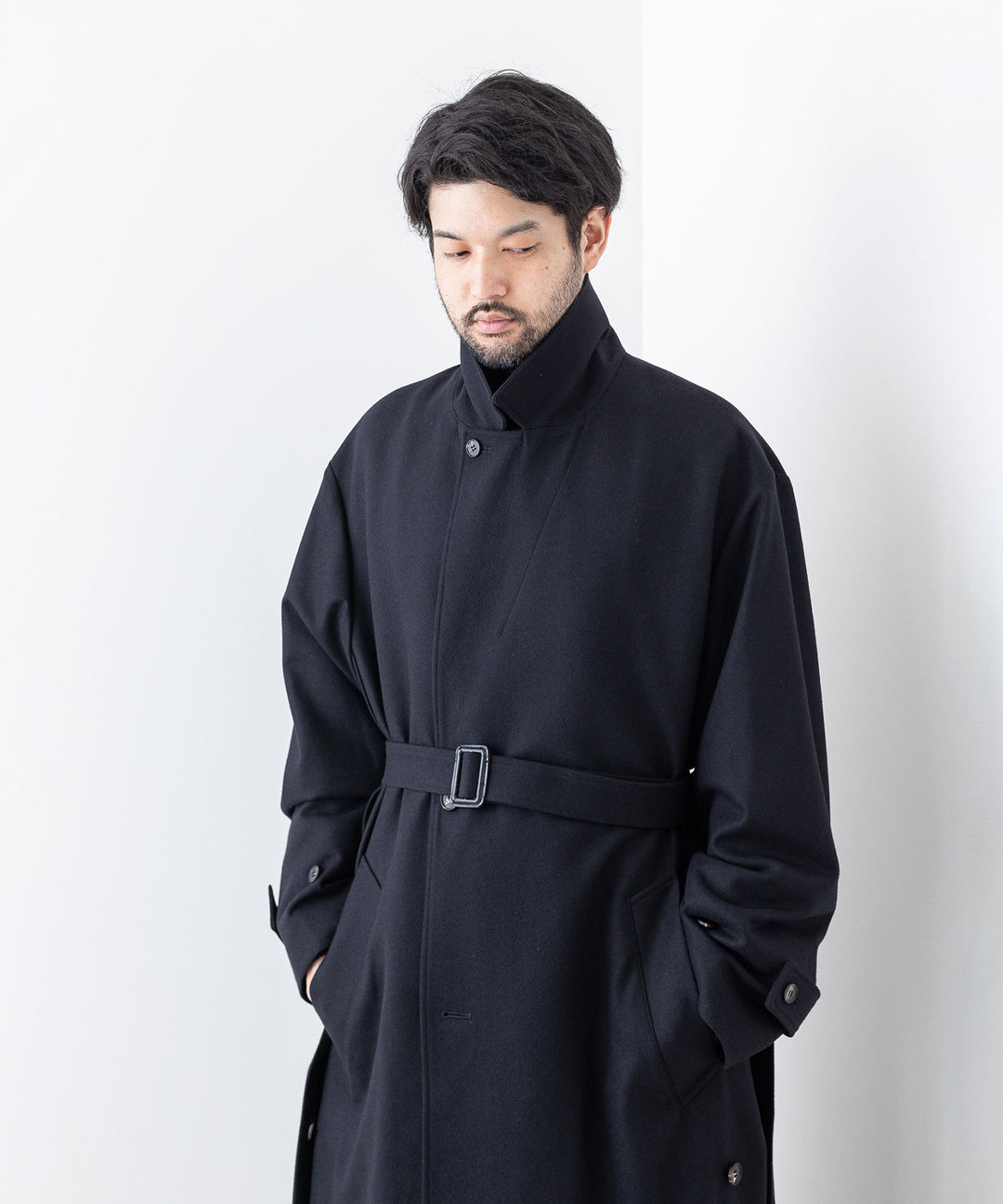 stein(シュタイン)の23AWコレクションOVERSIZED LAYERED SINGLE COATのDARK NAVY sessionセッション福岡セレクトショップ 公式通販サイト