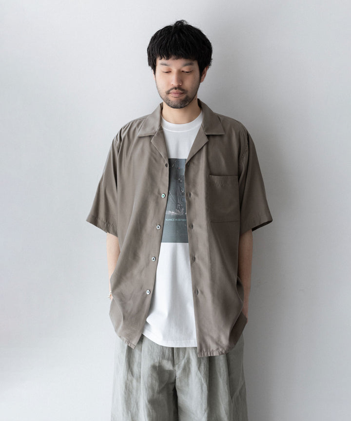 ssstein(シュタイン)のCUPRO TWILL OVERSIZED OPEN COLLAR SS SHIRT - TAUPEの公式通販サイトsession福岡セレクトショップ
