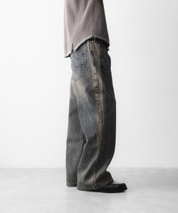 CODA / コーダ】GREY ACID WASH DUAL EXPOSURE BREAK CUT FLARED JEANS
