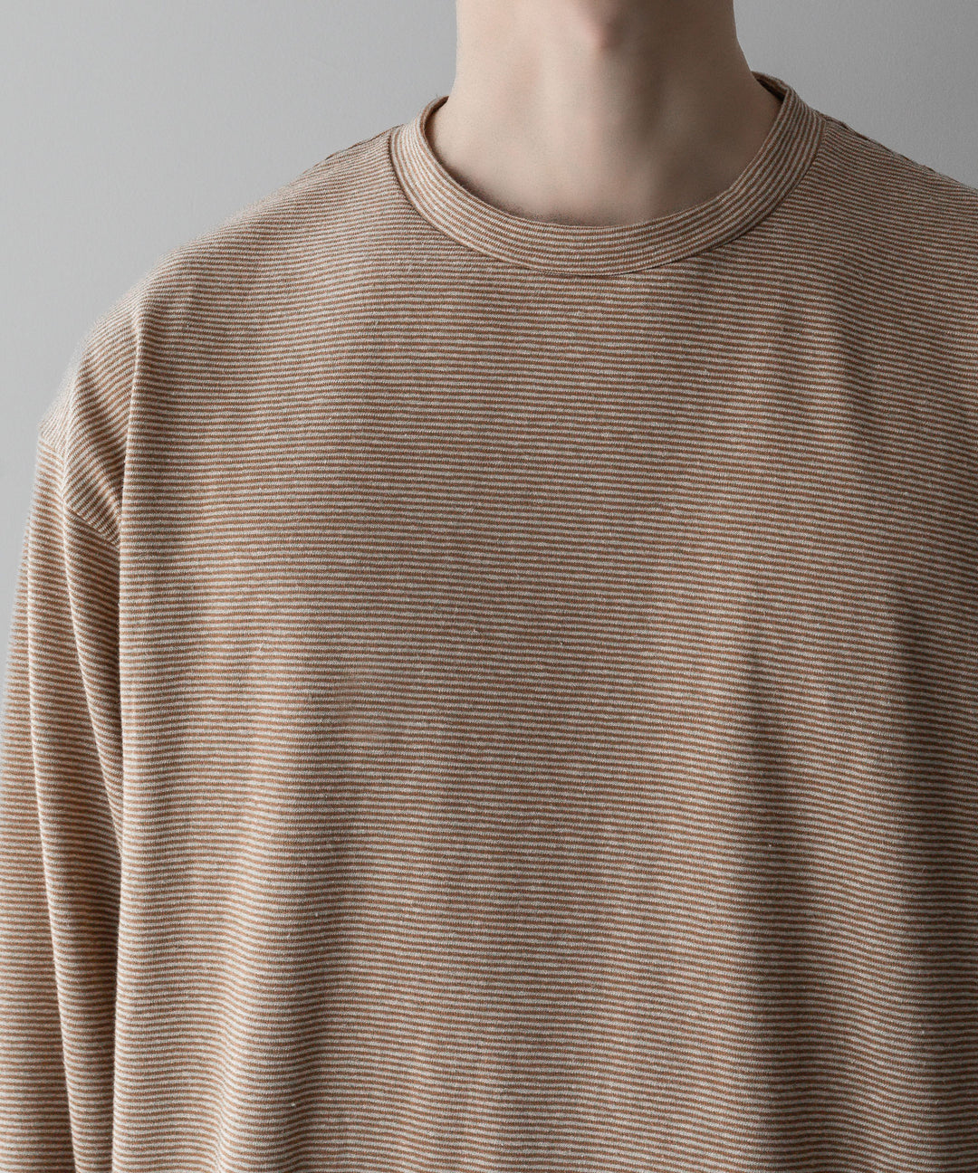 INTÉRIM - インテリムのCOTTON HEMP BORDER LONG TEEのBROWN公式通販サイトsession福岡セレクトショップ