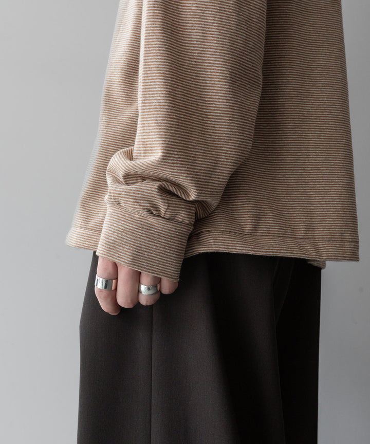 INTÉRIM - インテリムのCOTTON HEMP BORDER LONG TEEのBROWN公式通販サイトsession福岡セレクトショップ