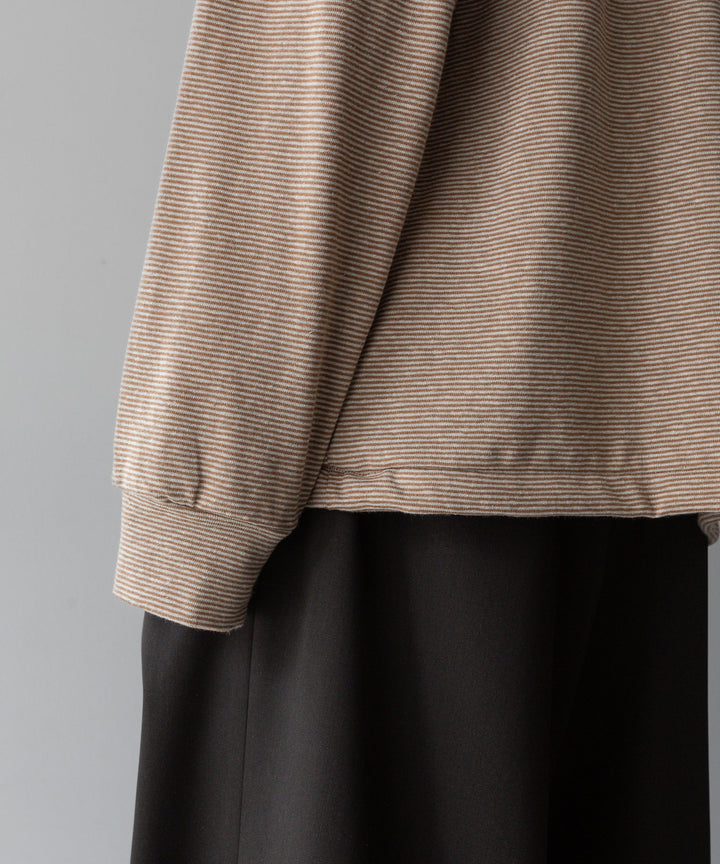 INTÉRIM - インテリムのCOTTON HEMP BORDER LONG TEEのBROWN公式通販サイトsession福岡セレクトショップ