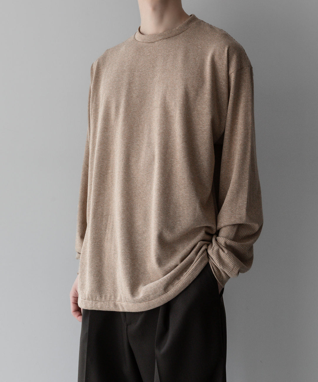 INTÉRIM - インテリムのCOTTON HEMP BORDER LONG TEEのBROWN公式通販サイトsession福岡セレクトショップ
